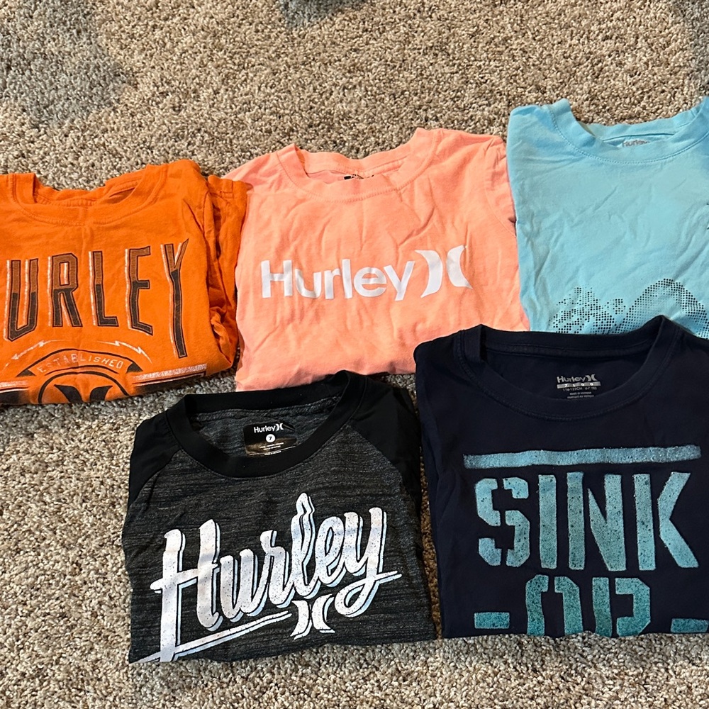 Hurley Kids Short Sleeve Tees - Orange, Coral, Light Blue, Black